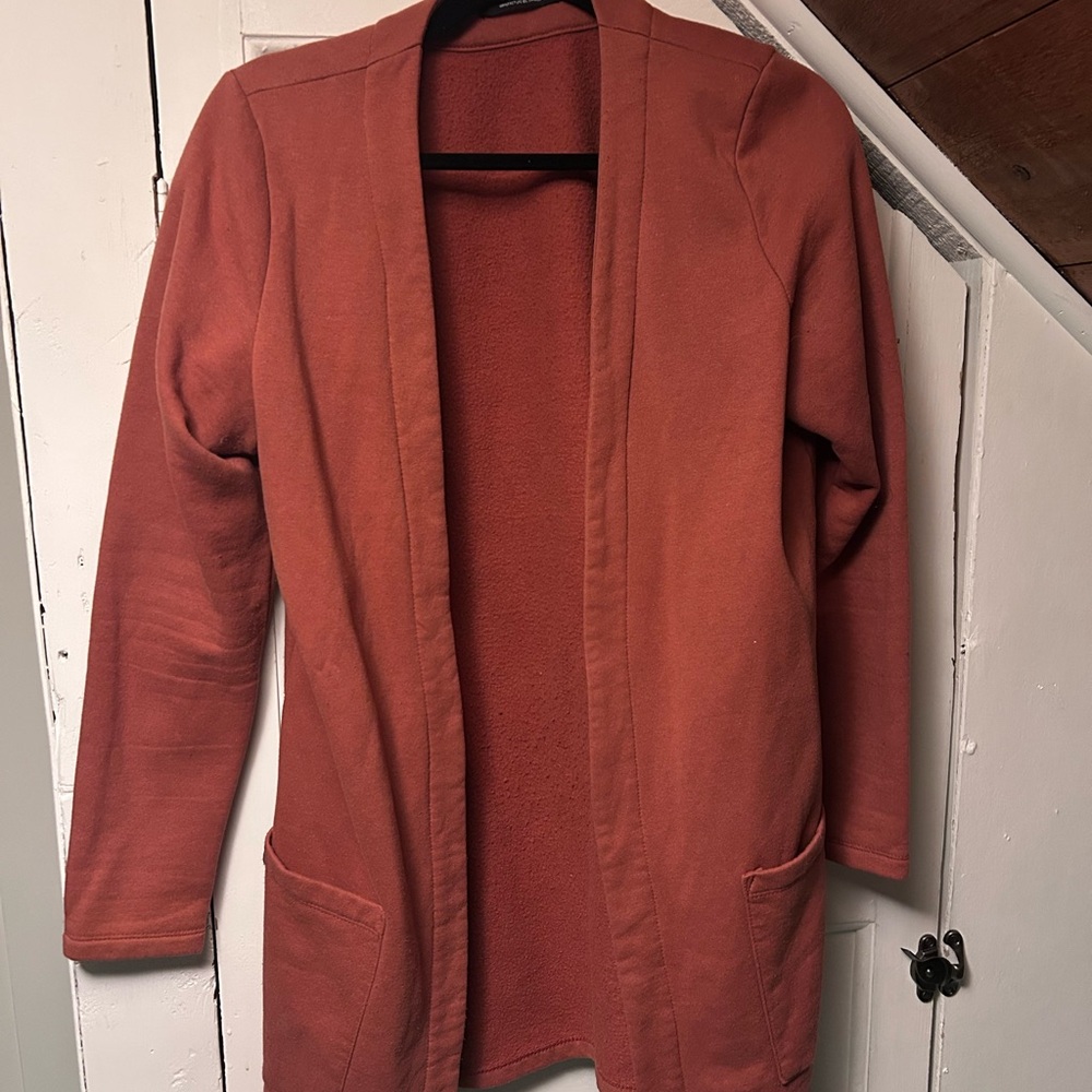 Rust Terracotta Open-Front Cardigan